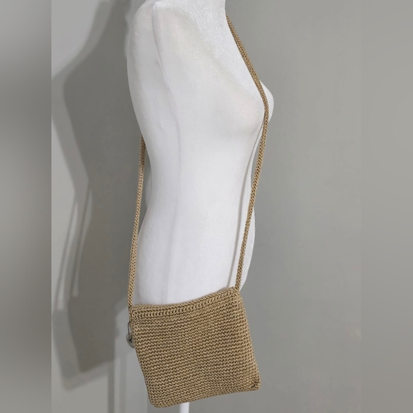 The SAK Small Metallic Gold Accents Crochet Knit Crossbody - Picture 4 of 16